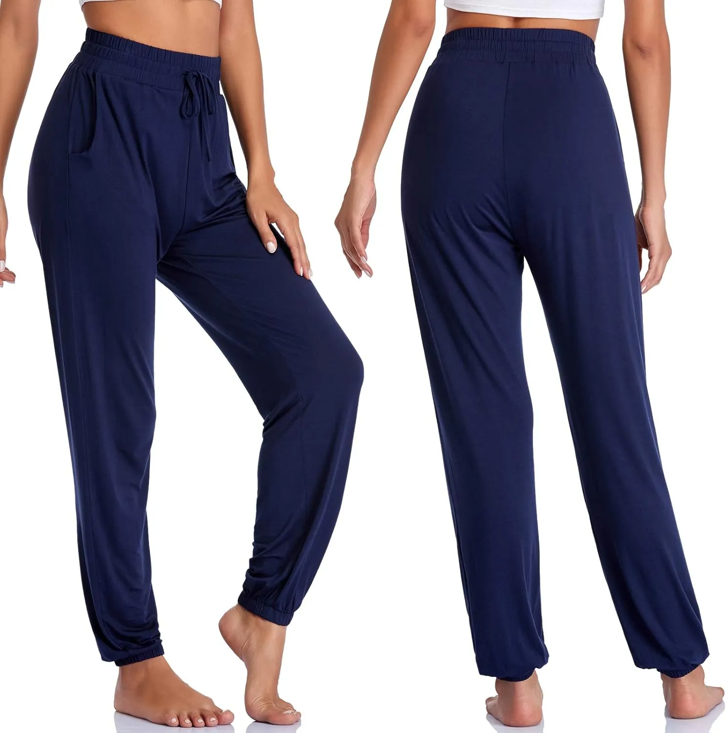 Envlon Women's Yoga Pants with Pockets Comfy Stretch Loose Wide Leg Casual Pants Breathable Running Workout Lounge Pants