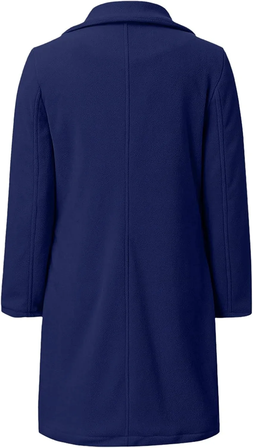 Fall Trench Coats for Women 2024 Casual Notch Lapel Single-Breasted Pea Coats Wool Blend Warm Winter Coats