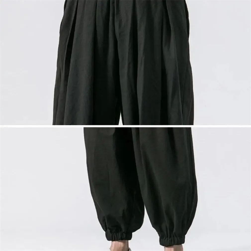 Fashion Drawstring Harem Pants MenS Baggy Jogging Pants Japanese Men Wide Leg Pants Casual Loose Trousers