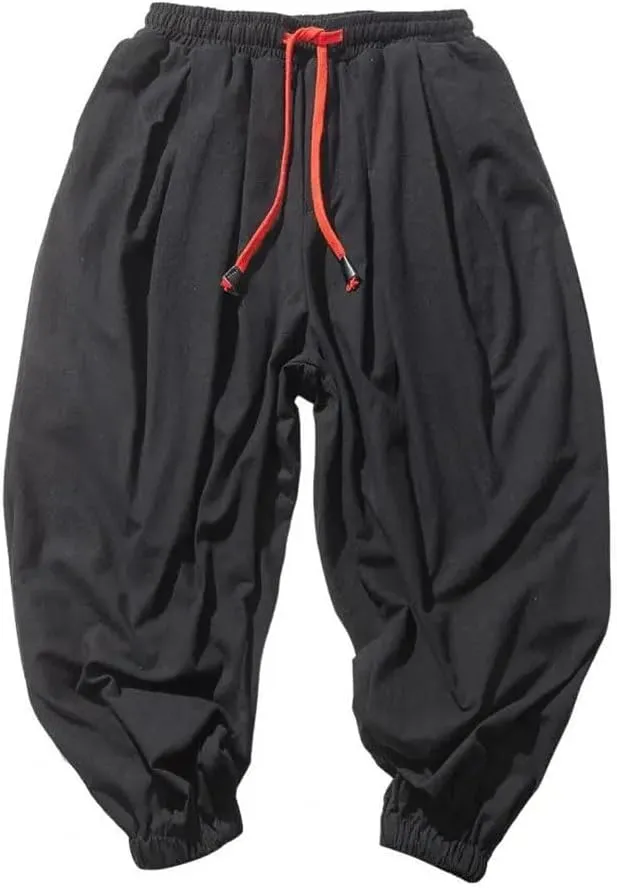 Fashion Drawstring Harem Pants MenS Baggy Jogging Pants Japanese Men Wide Leg Pants Casual Loose Trousers