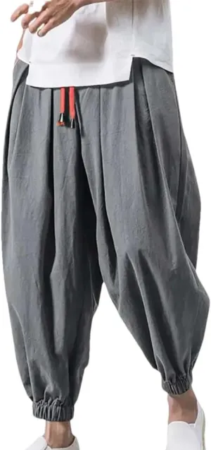 Fashion Drawstring Harem Pants MenS Baggy Jogging Pants Japanese Men Wide Leg Pants Casual Loose Trousers