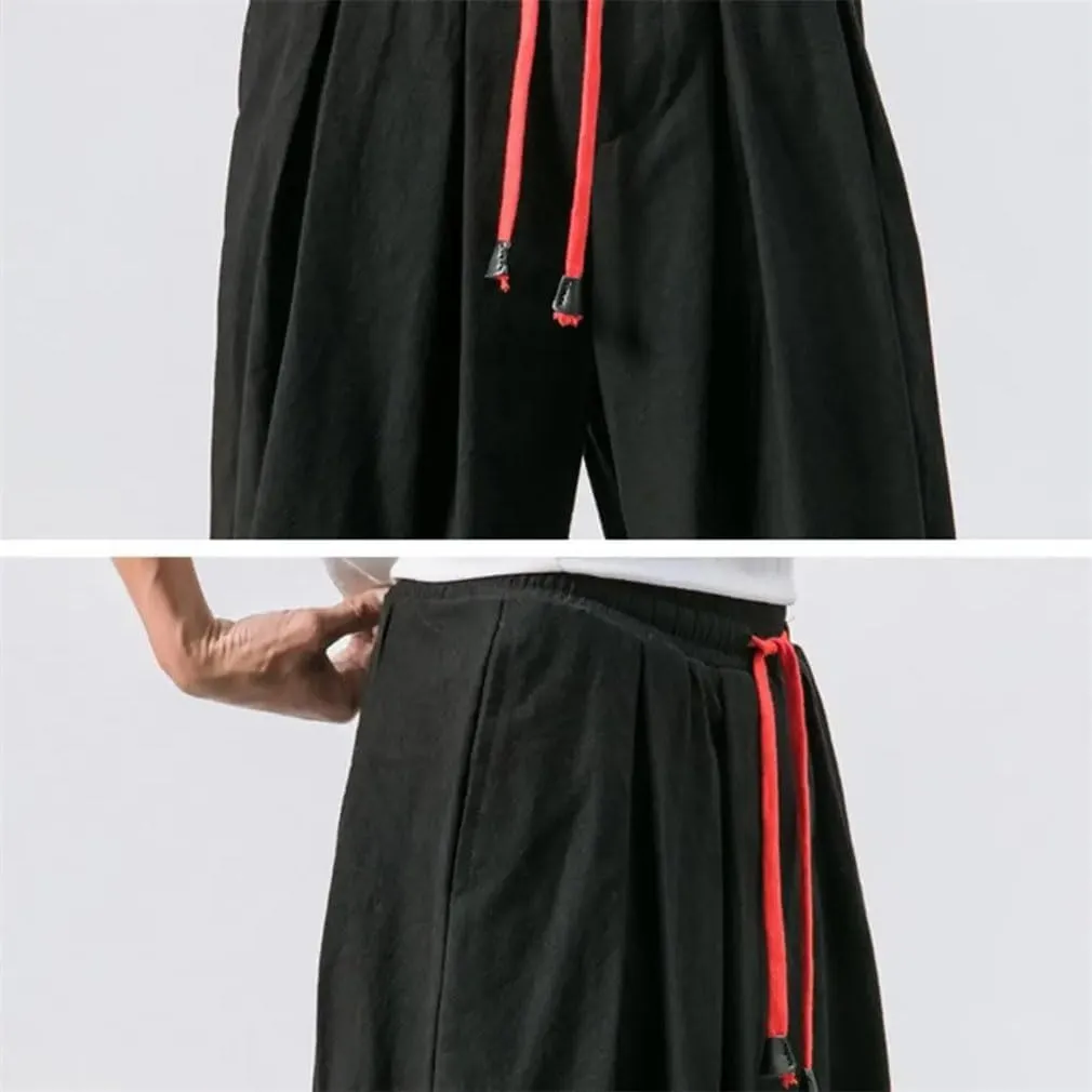 Fashion Drawstring Harem Pants MenS Baggy Jogging Pants Japanese Men Wide Leg Pants Casual Loose Trousers