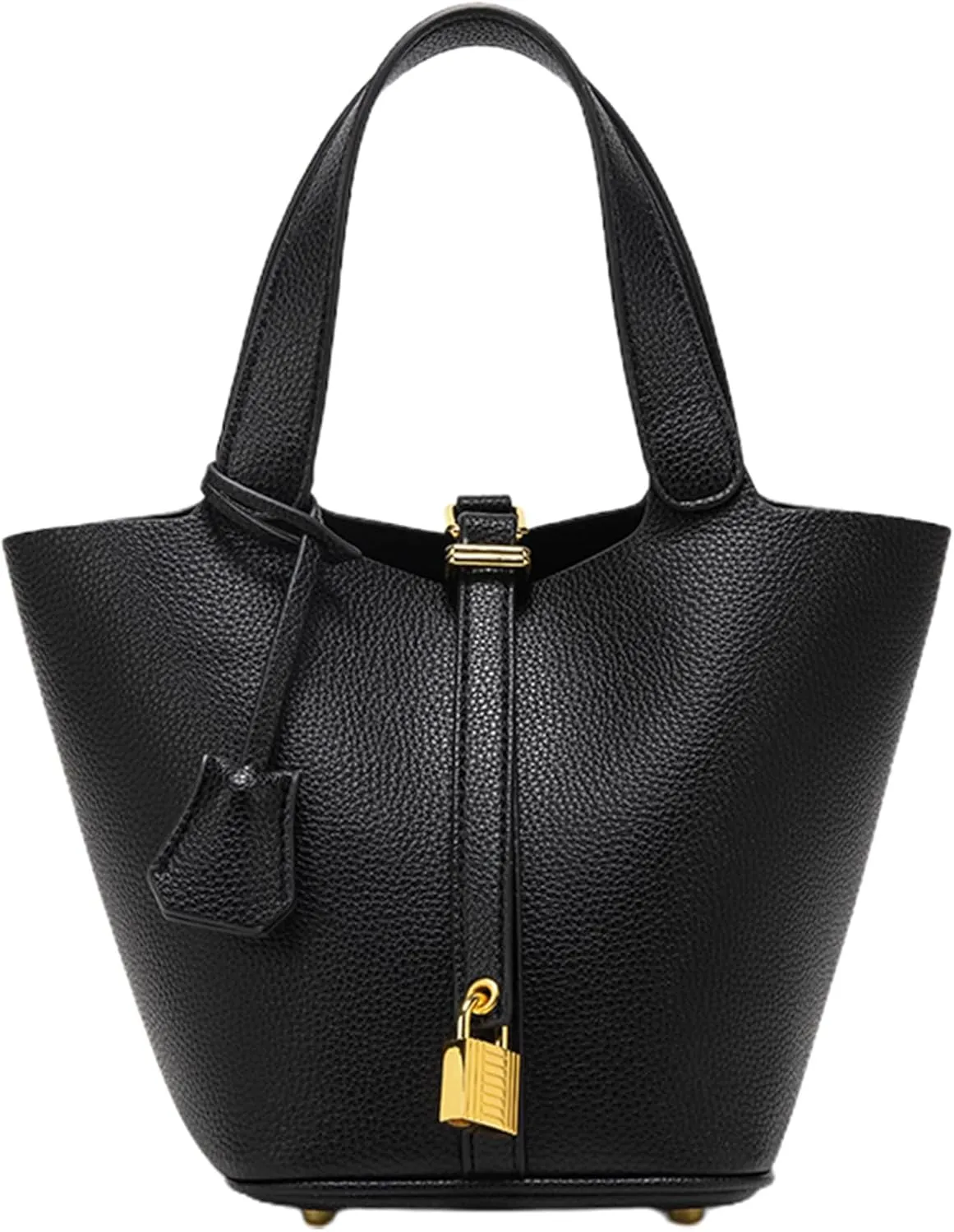 Faux Leather Top Handle Small Handbags for Women Simple Soft Bucket Bag Commuter Satchel Ladies Everyday Work Purses
