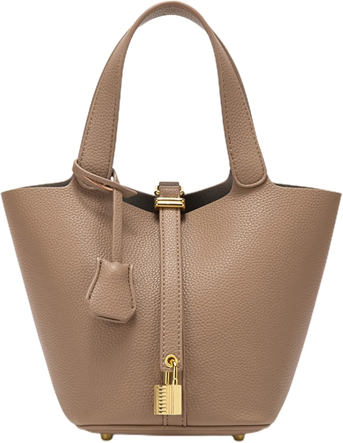 Faux Leather Top Handle Small Handbags for Women Simple Soft Bucket Bag Commuter Satchel Ladies Everyday Work Purses