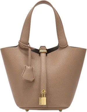 Faux Leather Top Handle Small Handbags for Women Simple Soft Bucket Bag Commuter Satchel Ladies Everyday Work Purses