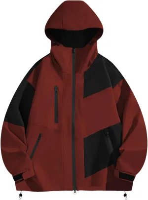 Finelylove Men's Rain Jacket Waterproof Gore Tex Hooded Hiking Windbreaker Outdoor Performance Softshell Jacket