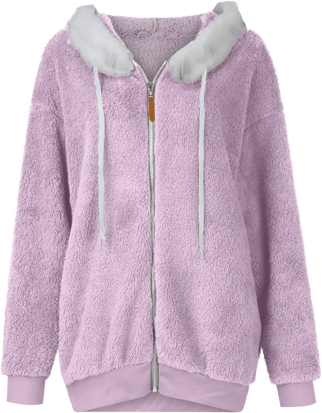 Fleece Jacket Women Sherpa Jacket Zip Up Hooded Oversized Coats Warm Winter Coats for Women 2024 with Pockets