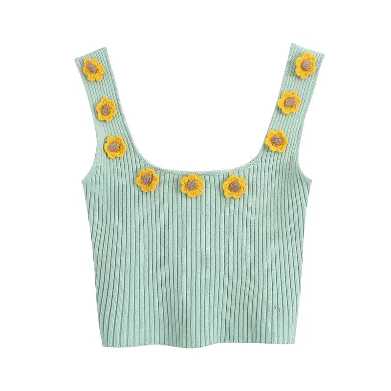 FLORAL APLIQUES CROP TOP