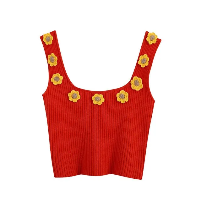 FLORAL APLIQUES CROP TOP
