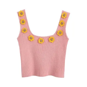FLORAL APLIQUES CROP TOP
