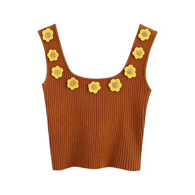 FLORAL APLIQUES CROP TOP