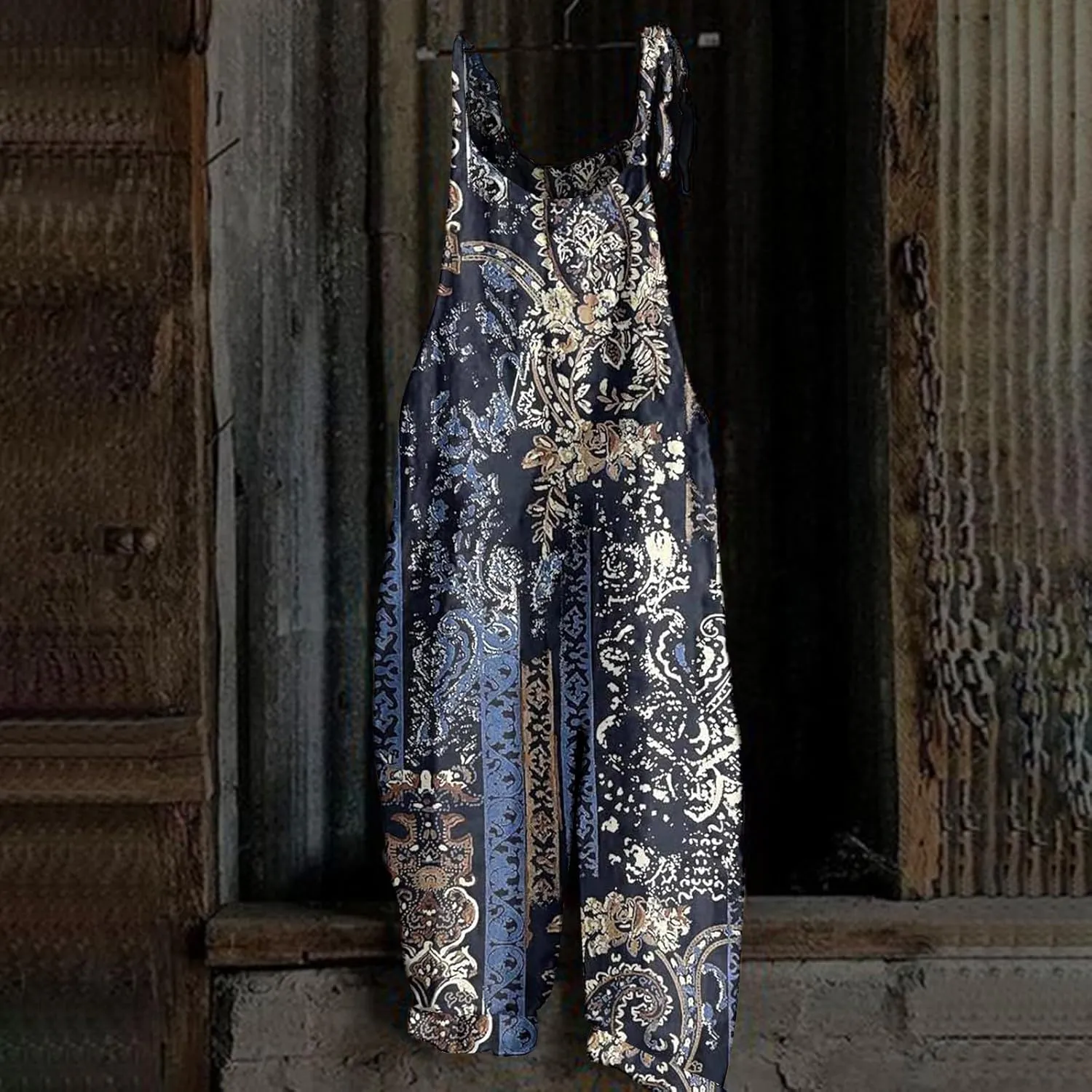 Floral Print Cotton Linen Summer Overalls for Women 2025 Fashion Plus Size Adjustable Jumpsuits Rompers Pants