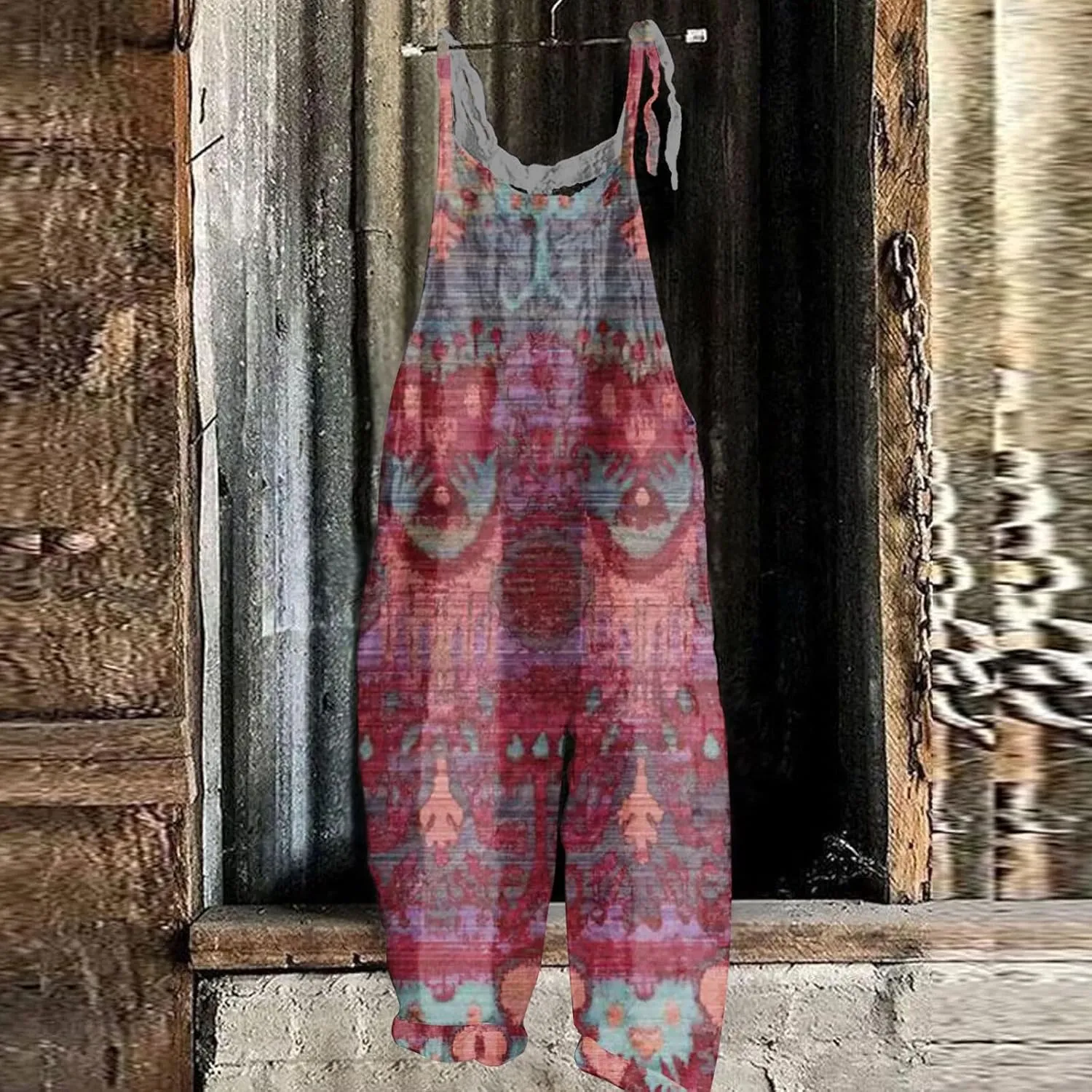 Floral Print Cotton Linen Summer Overalls for Women 2025 Fashion Plus Size Adjustable Jumpsuits Rompers Pants