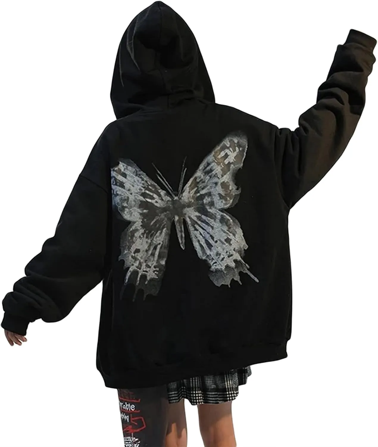 Franhais Gothic Zip Up Hoodie Oversized Women Sweatshirt Harajuku Punk E-Girls Y2K Aesthetic Autumn Outwear Jacket