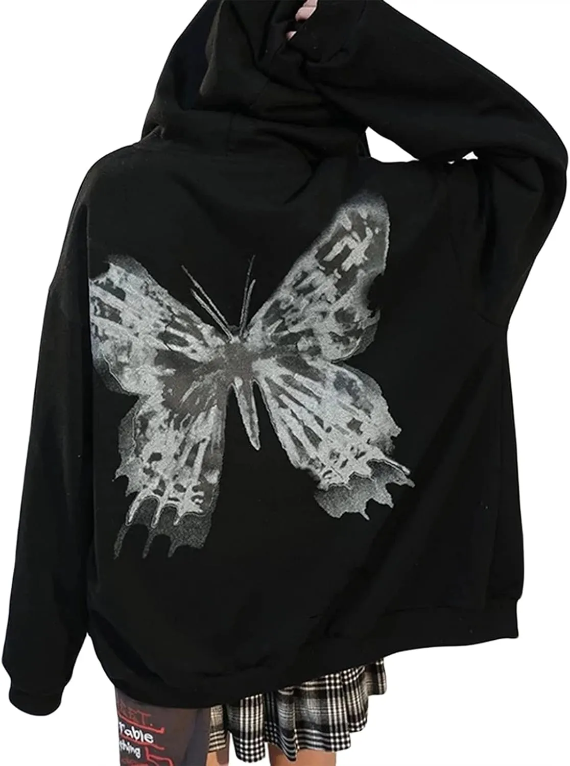 Franhais Gothic Zip Up Hoodie Oversized Women Sweatshirt Harajuku Punk E-Girls Y2K Aesthetic Autumn Outwear Jacket