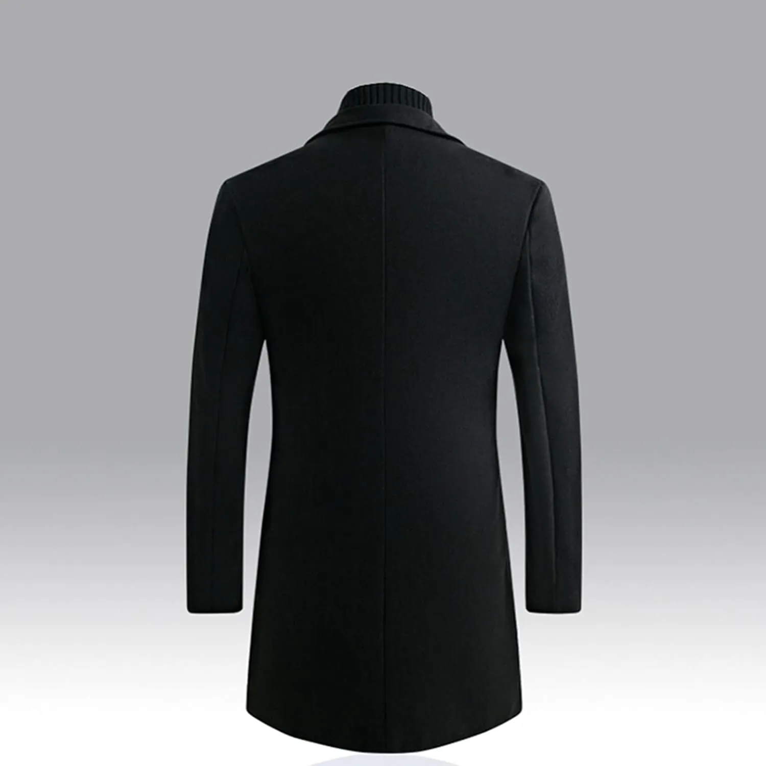 French Woolen Coat For Men's,Mens Business Solid Down Jacket Trench Topcoat Breasted Slim Fit Lapel Winter Overcoat