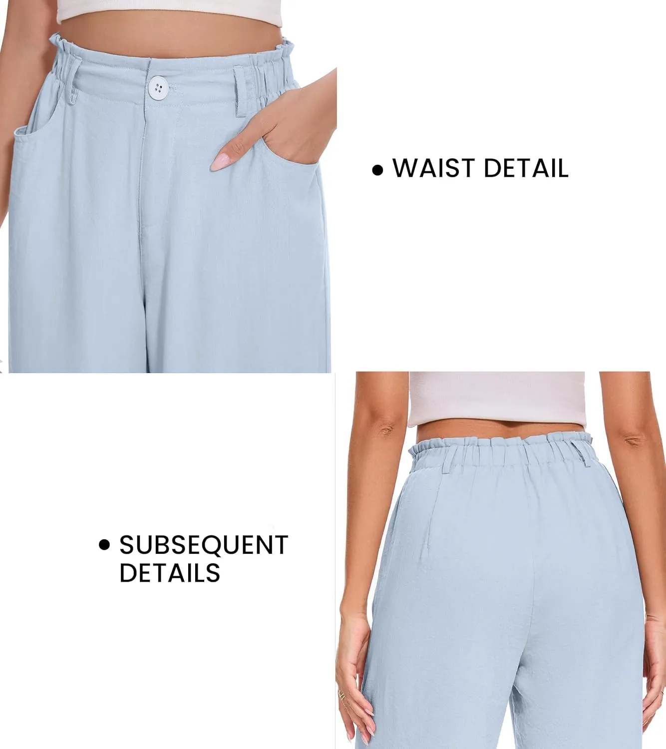 FUNYYZO Women Summer Capri Pants Trousers Pants Drawstring Waist Wide Leg Casual Loose Fit Dressy Pants