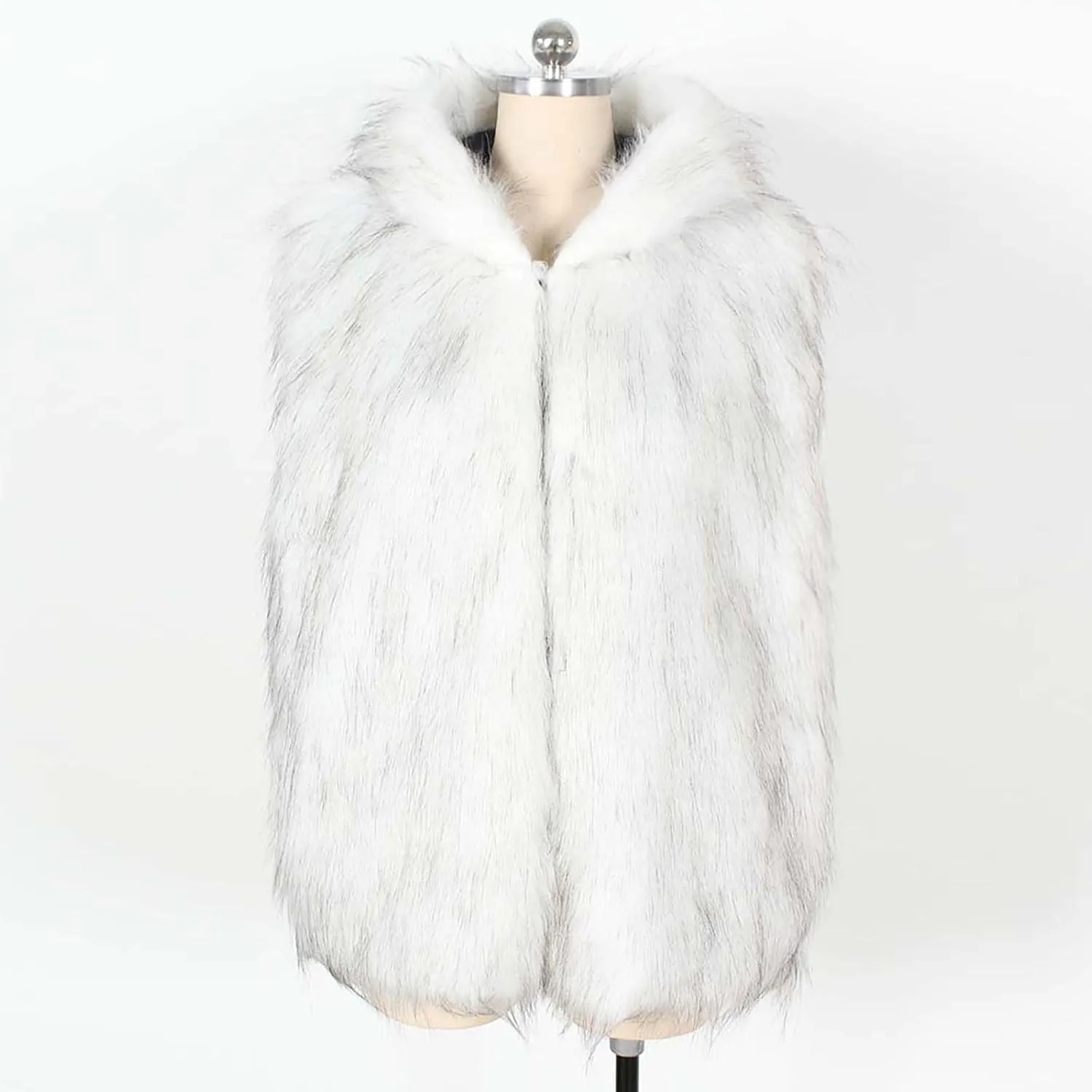 Fur Vest Jacket for Men Furry Faux Fur Coat Hooded Open Front Warm Casual Loose Thicken Cardigan Winter Cardigan Vest