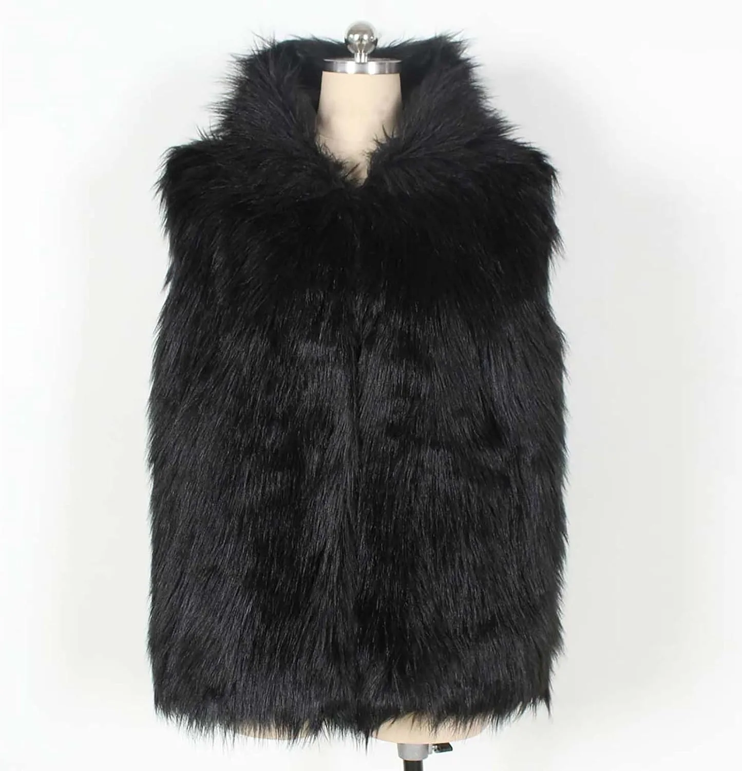 Fur Vest Jacket for Men Furry Faux Fur Coat Hooded Open Front Warm Casual Loose Thicken Cardigan Winter Cardigan Vest