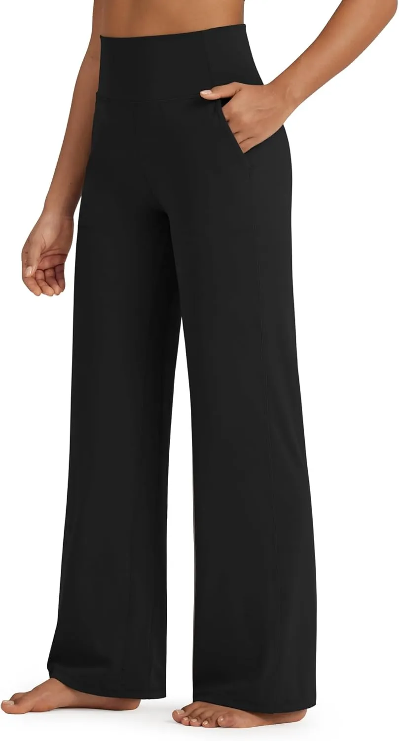 G4Free BareFeel Yoga Pants Women Wide Leg Pants with Pockets High Waisted Dress Pants Comfy Sweatpants 29"/31"/33"