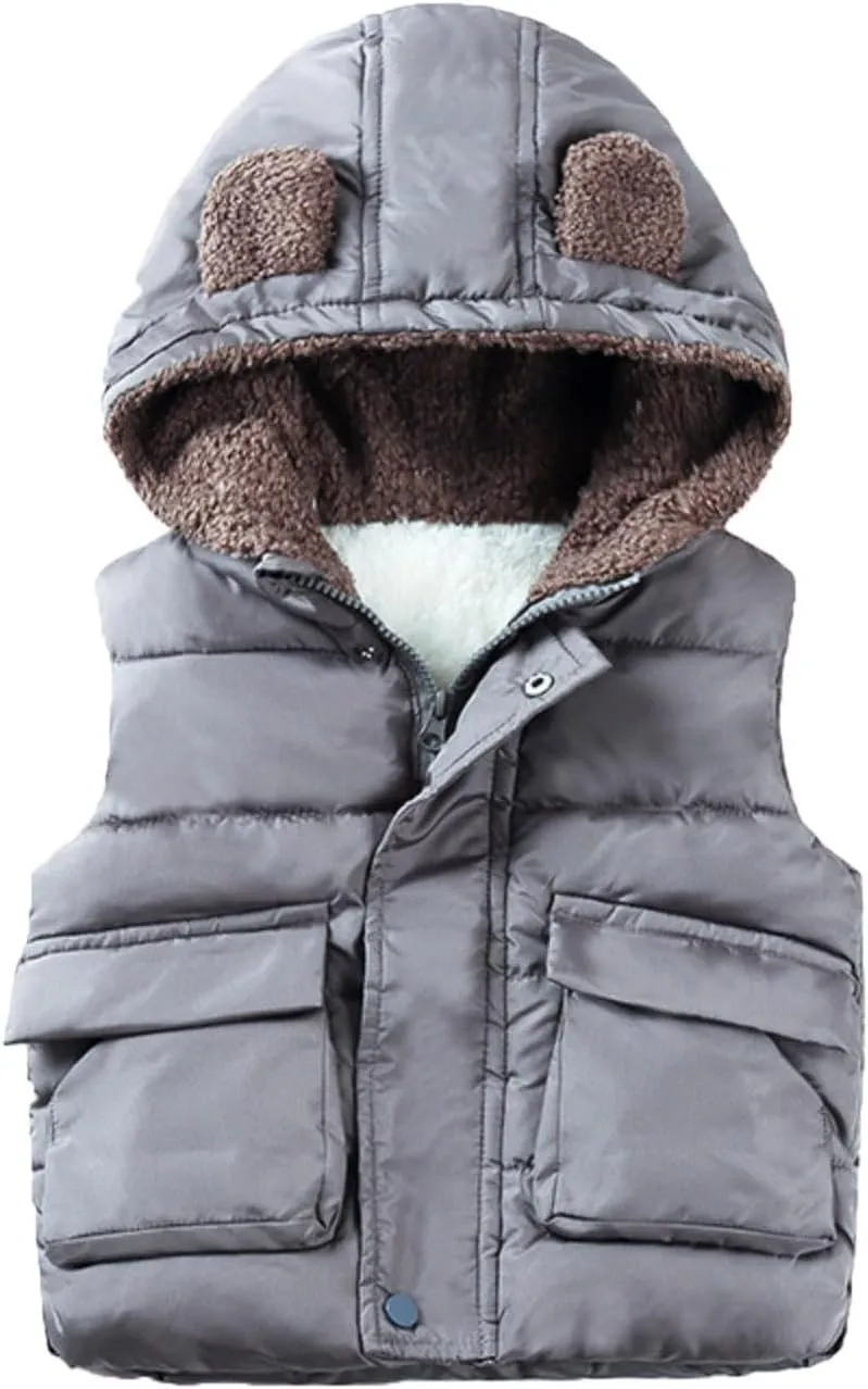 Girls Long Coat Boys And Girls Fall And Winter Bear Padded Hooded Vest Zipper Cotton Jacket Hot Trench Coat Girls