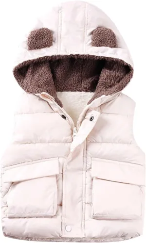 Girls Long Coat Boys And Girls Fall And Winter Bear Padded Hooded Vest Zipper Cotton Jacket Hot Trench Coat Girls
