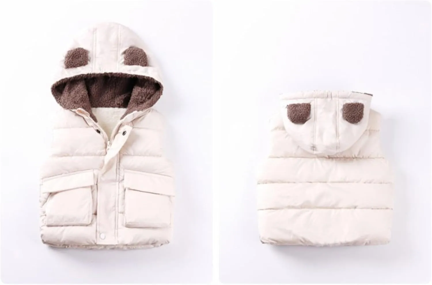 Girls Long Coat Boys And Girls Fall And Winter Bear Padded Hooded Vest Zipper Cotton Jacket Hot Trench Coat Girls