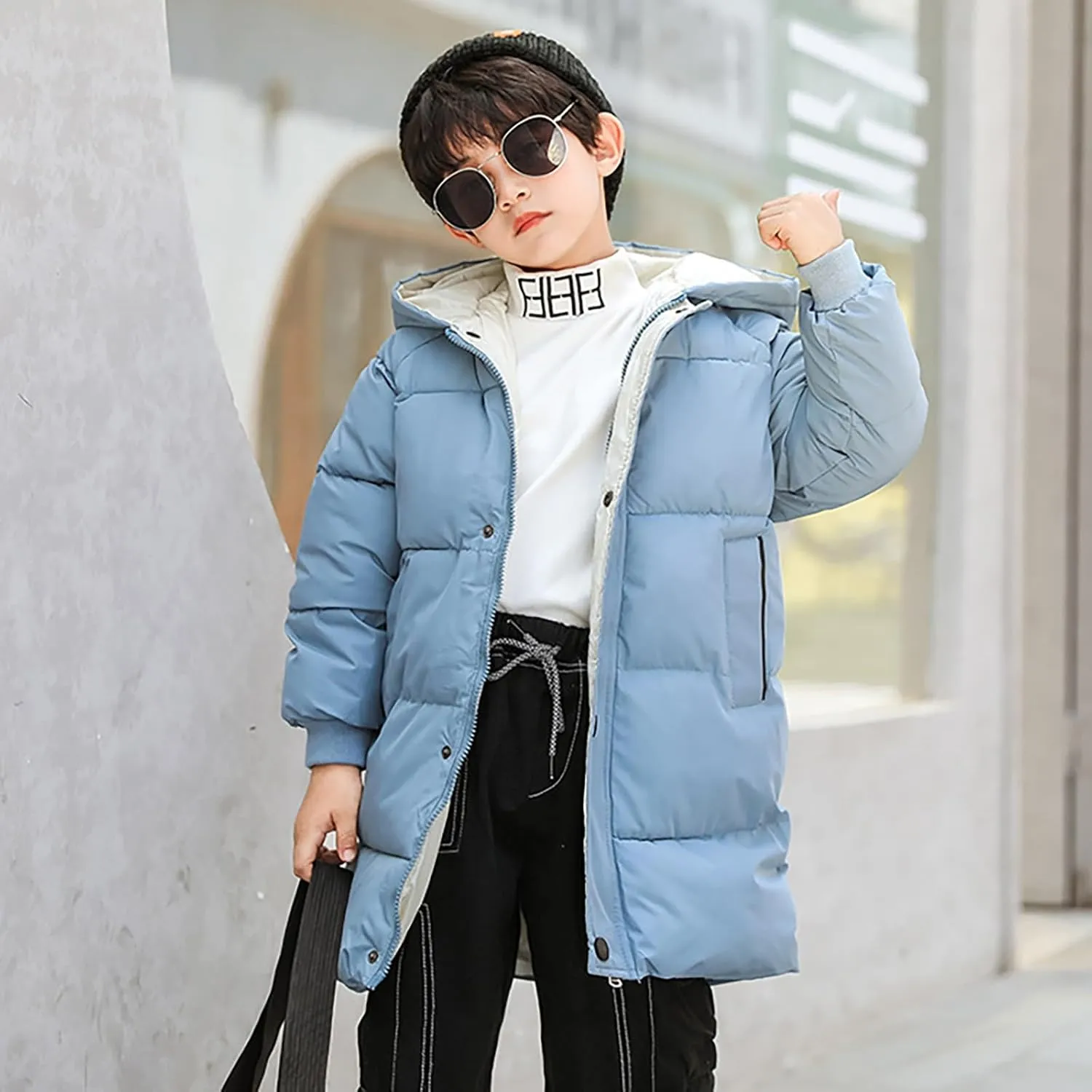 Girls Winter Coats Children's Down Padded Jacket Long Cotton Padded Jacket Baby Children's Girls Belted Winter Coats