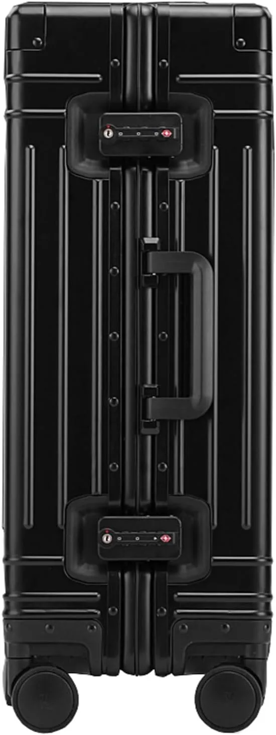 Hard Shell Suitcase All-Aluminum-Magnesium Trolley Case Portable Travel Metal Suitcases with Spinner Wheels Lightweight Durable Blue Black,28in