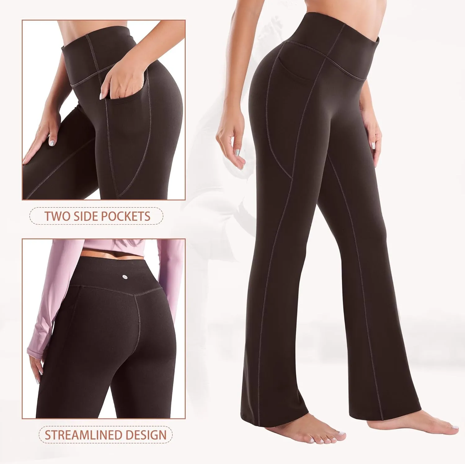 Heathyoga Fleece Lined Pants Women Yoga Pants with Pockets for Women Thermal Pants High Waist Flare Leggings for Winter