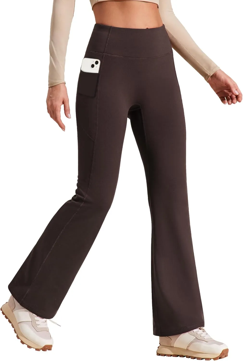 Heathyoga Fleece Lined Pants Women Yoga Pants with Pockets for Women Thermal Pants High Waist Flare Leggings for Winter