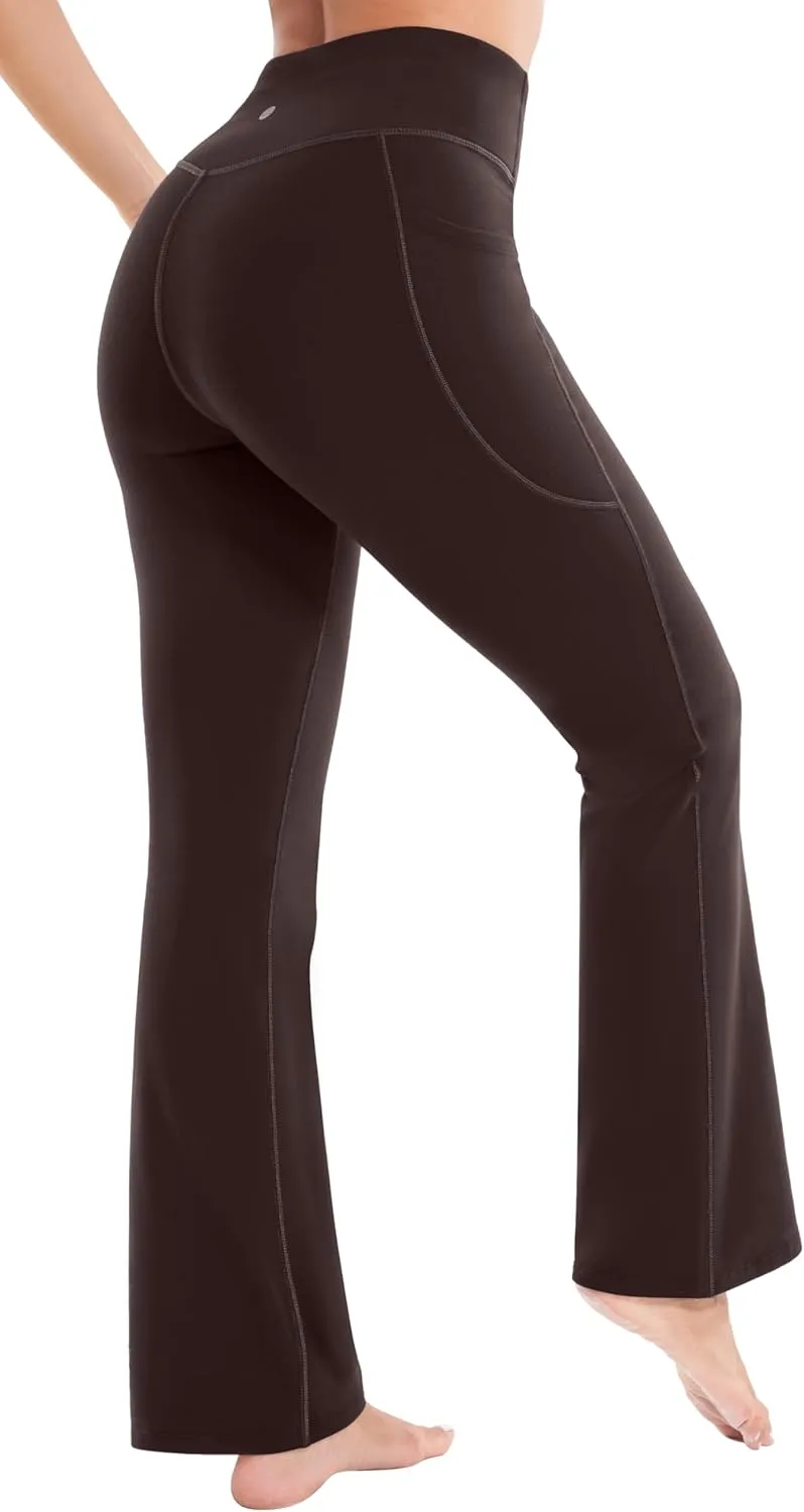 Heathyoga Fleece Lined Pants Women Yoga Pants with Pockets for Women Thermal Pants High Waist Flare Leggings for Winter