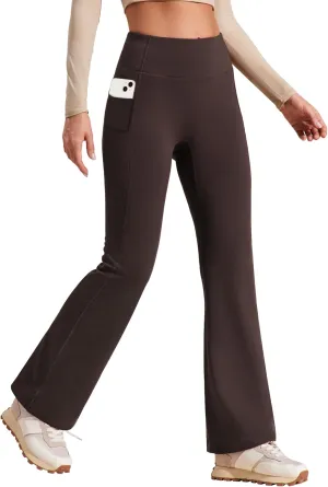 Heathyoga Fleece Lined Pants Women Yoga Pants with Pockets for Women Thermal Pants High Waist Flare Leggings for Winter