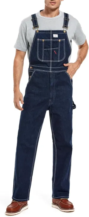 HISEA Men's Denim Bib Overalls, Men's Overalls Workwear with Adjustable Straps and Convenient Tool Pockets