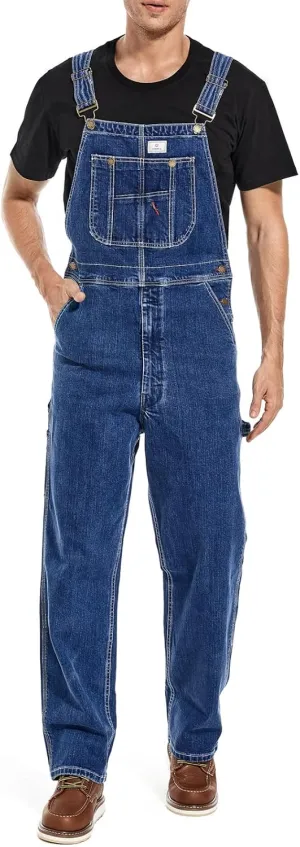 HISEA Men's Denim Bib Overalls, Men's Overalls Workwear with Adjustable Straps and Convenient Tool Pockets