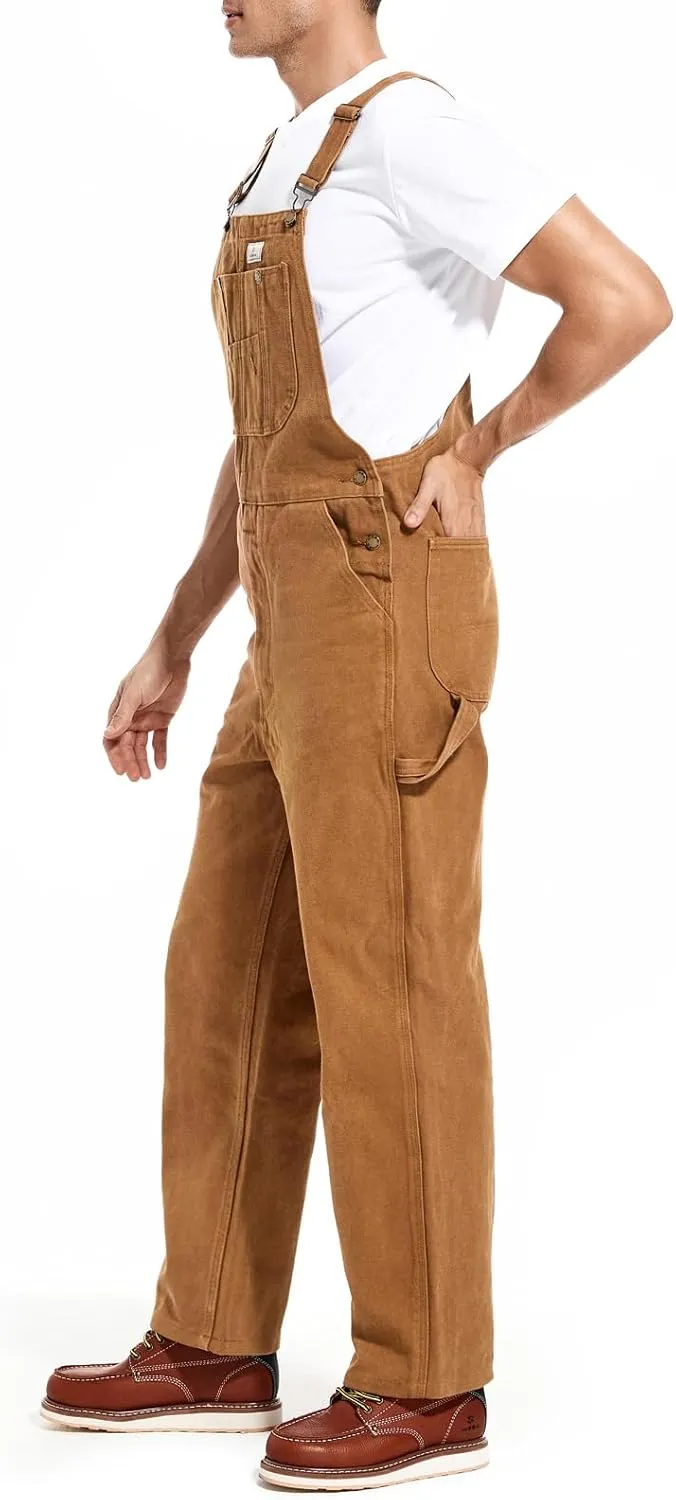 HISEA Men's Denim Bib Overalls, Men's Overalls Workwear with Adjustable Straps and Convenient Tool Pockets