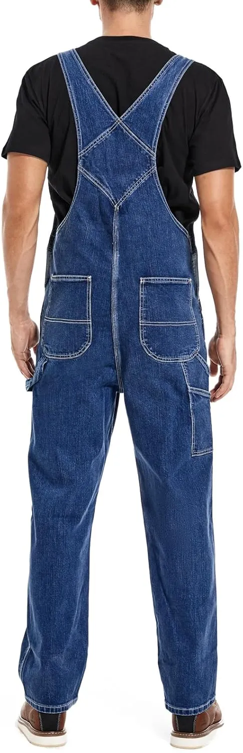HISEA Men's Denim Bib Overalls, Men's Overalls Workwear with Adjustable Straps and Convenient Tool Pockets
