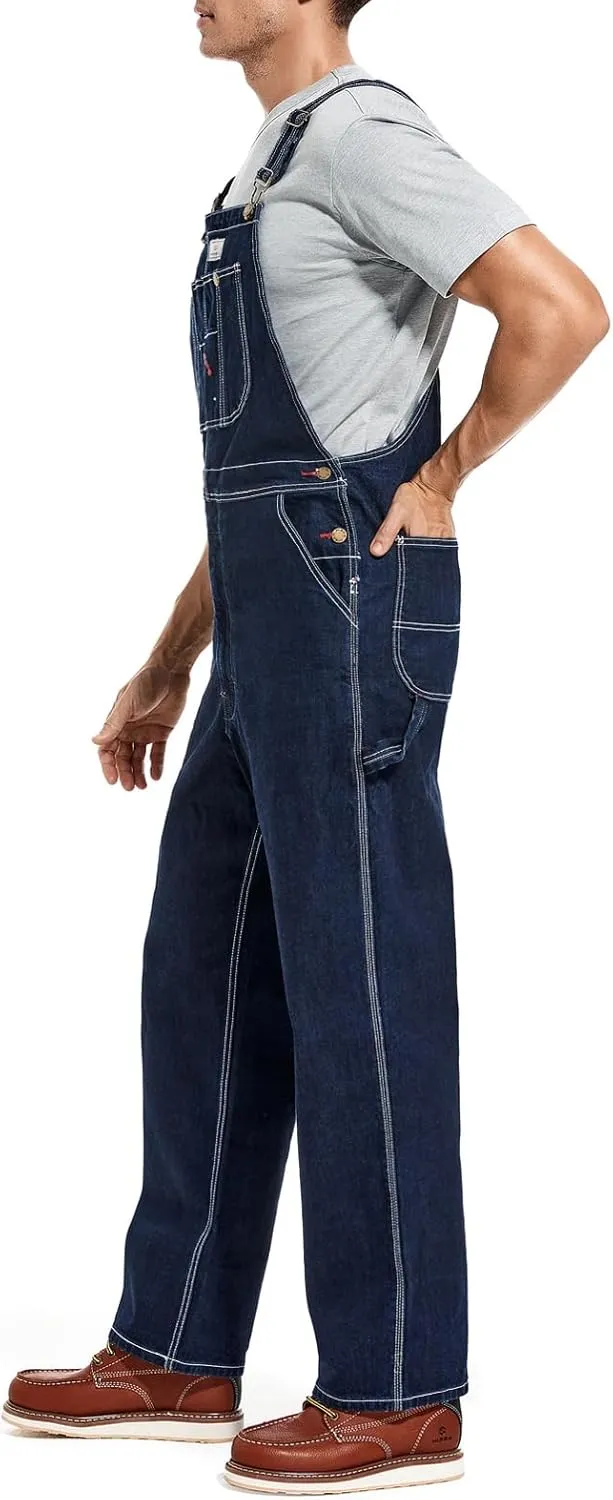 HISEA Men's Denim Bib Overalls, Men's Overalls Workwear with Adjustable Straps and Convenient Tool Pockets