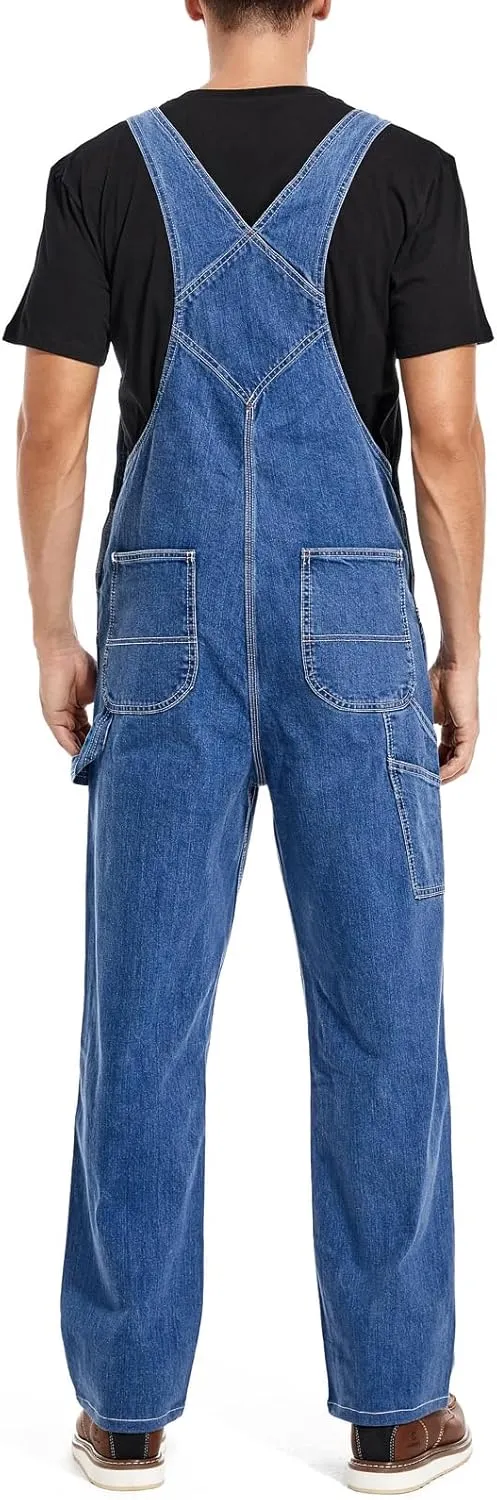 HISEA Men's Denim Bib Overalls, Men's Overalls Workwear with Adjustable Straps and Convenient Tool Pockets