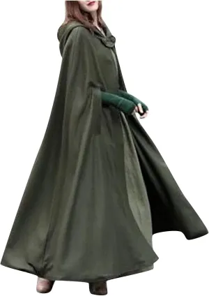 Hooded Wool Blend Cloak Cape Poncho Women's Hooded Maxi Cloak Coat Winter Warm Long Cloak Cosplay Costumes Outerwear