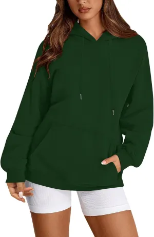 Hoodies for Women Fleece Lined Long Sleeve Hooded Sweatshirt Loose Fit Casual Hoodies Pullover with Pockets Fall Clothes