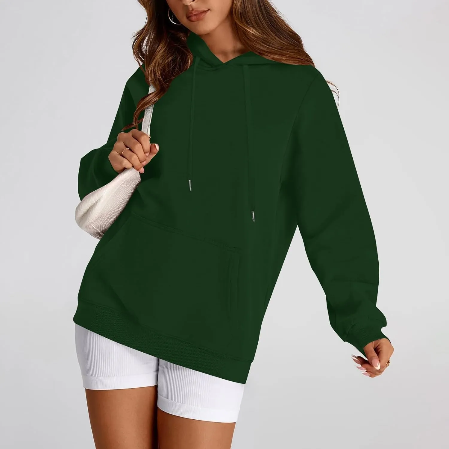 Hoodies for Women Fleece Lined Long Sleeve Hooded Sweatshirt Loose Fit Casual Hoodies Pullover with Pockets Fall Clothes