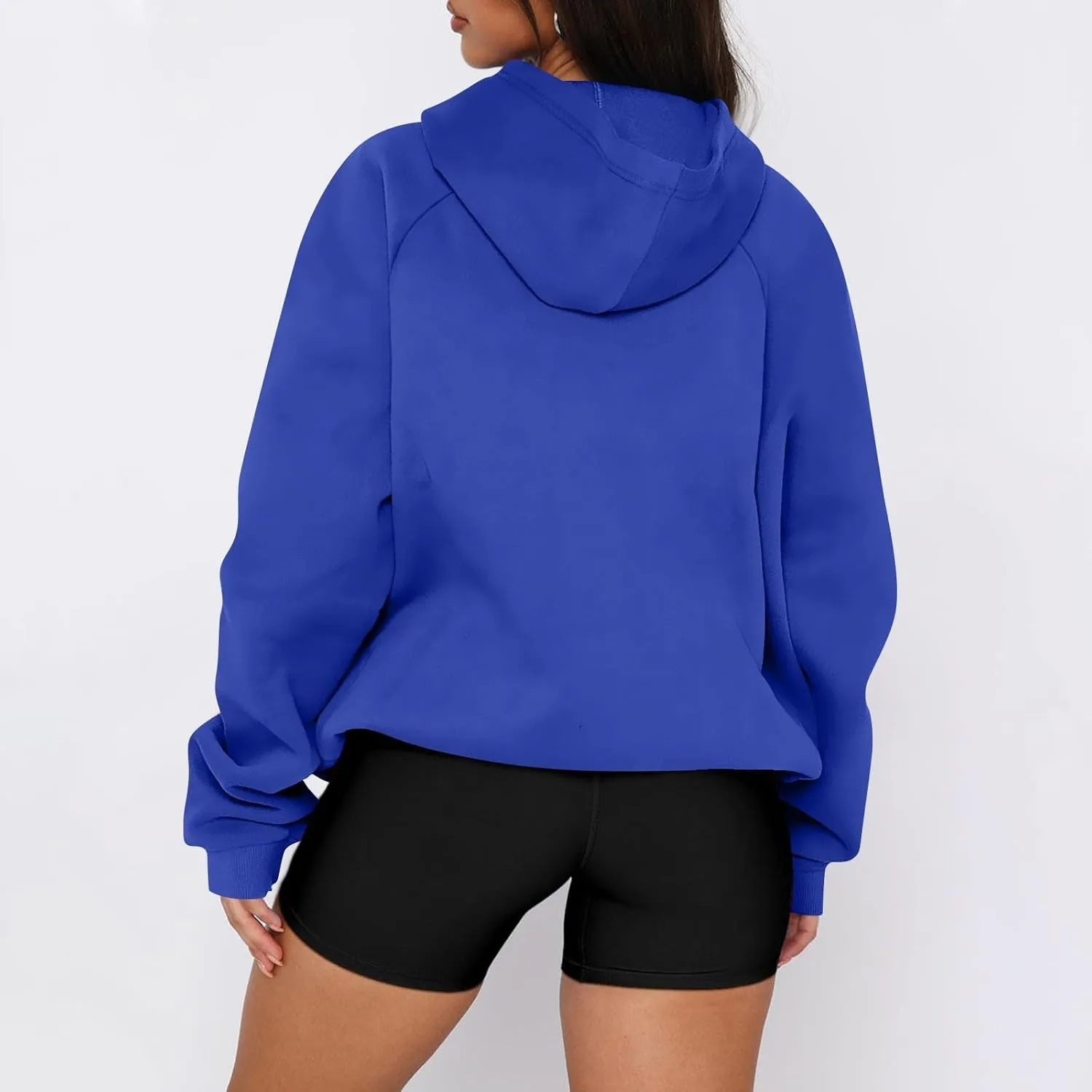 Hoodies for Women Long Sleeve Fleece Hooded Sweatshirt Half Zip Loose Fit Pullover with Pockets Oversized Hoodies