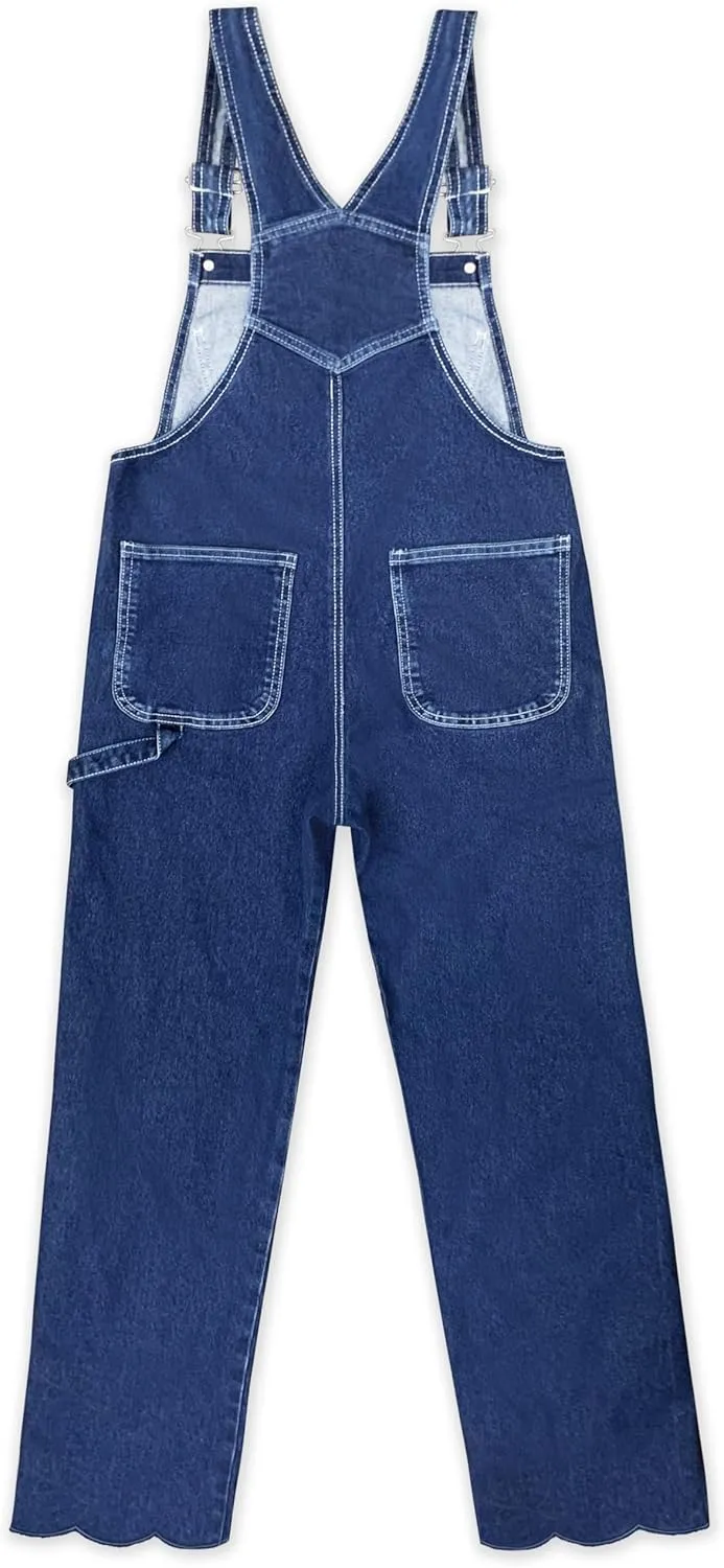 Hybrid & Company Womens Super Comfy Stretch Denim jumpsuit Pants Overalls