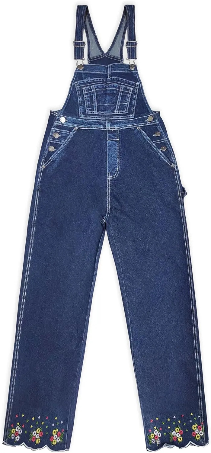 Hybrid & Company Womens Super Comfy Stretch Denim jumpsuit Pants Overalls