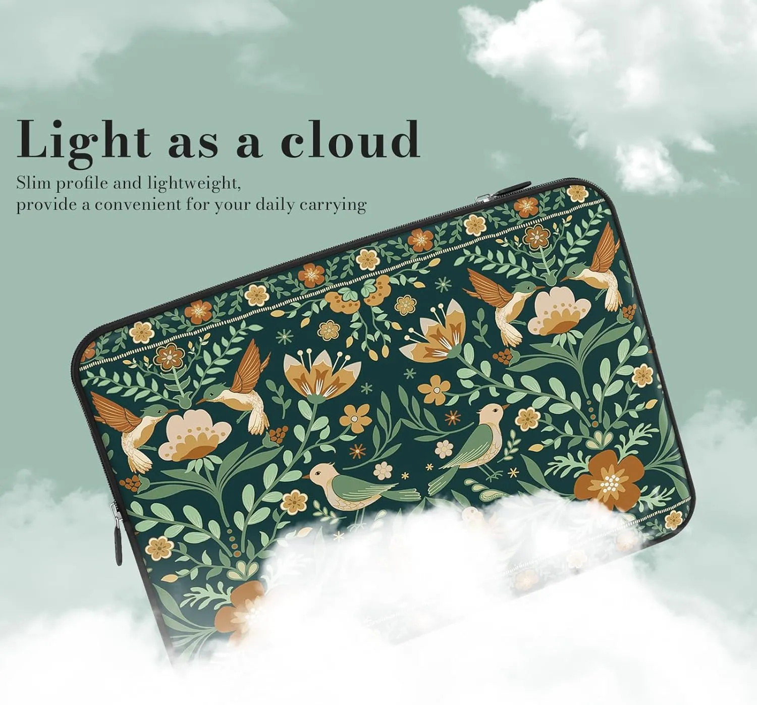 iCasso Laptop Sleeve 13 inch for MacBook Air 13-13.6 inch, Cute Laptop case for MacBook Pro 13 inch 14 inch, Slim Protective Travel Carrying Case Sleeve for 14 inch Chromebook, HP, Dell, Green