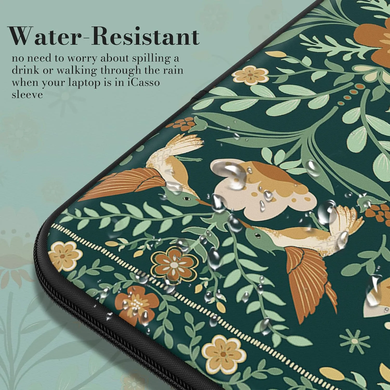 iCasso Laptop Sleeve 13 inch for MacBook Air 13-13.6 inch, Cute Laptop case for MacBook Pro 13 inch 14 inch, Slim Protective Travel Carrying Case Sleeve for 14 inch Chromebook, HP, Dell, Green