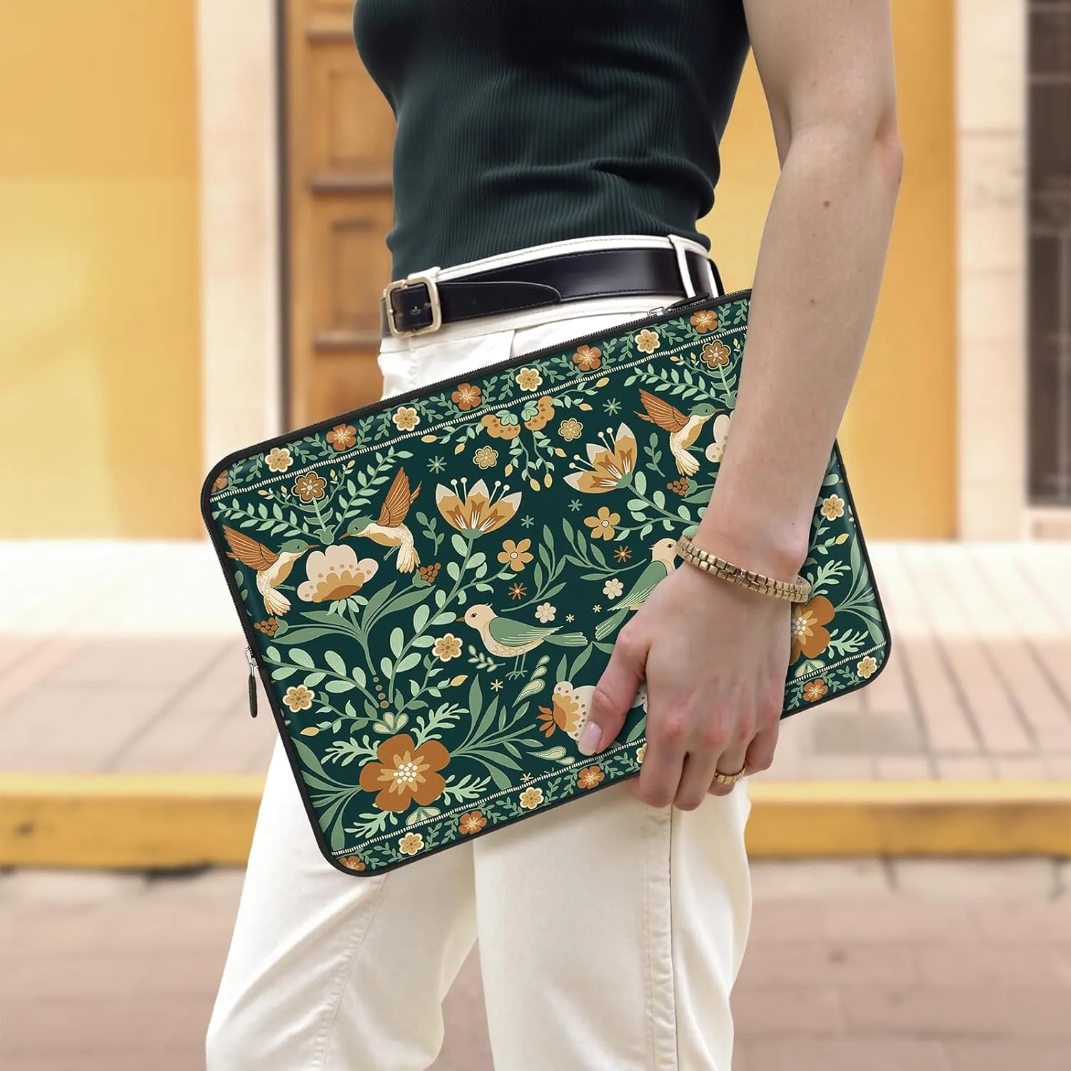 iCasso Laptop Sleeve 13 inch for MacBook Air 13-13.6 inch, Cute Laptop case for MacBook Pro 13 inch 14 inch, Slim Protective Travel Carrying Case Sleeve for 14 inch Chromebook, HP, Dell, Green