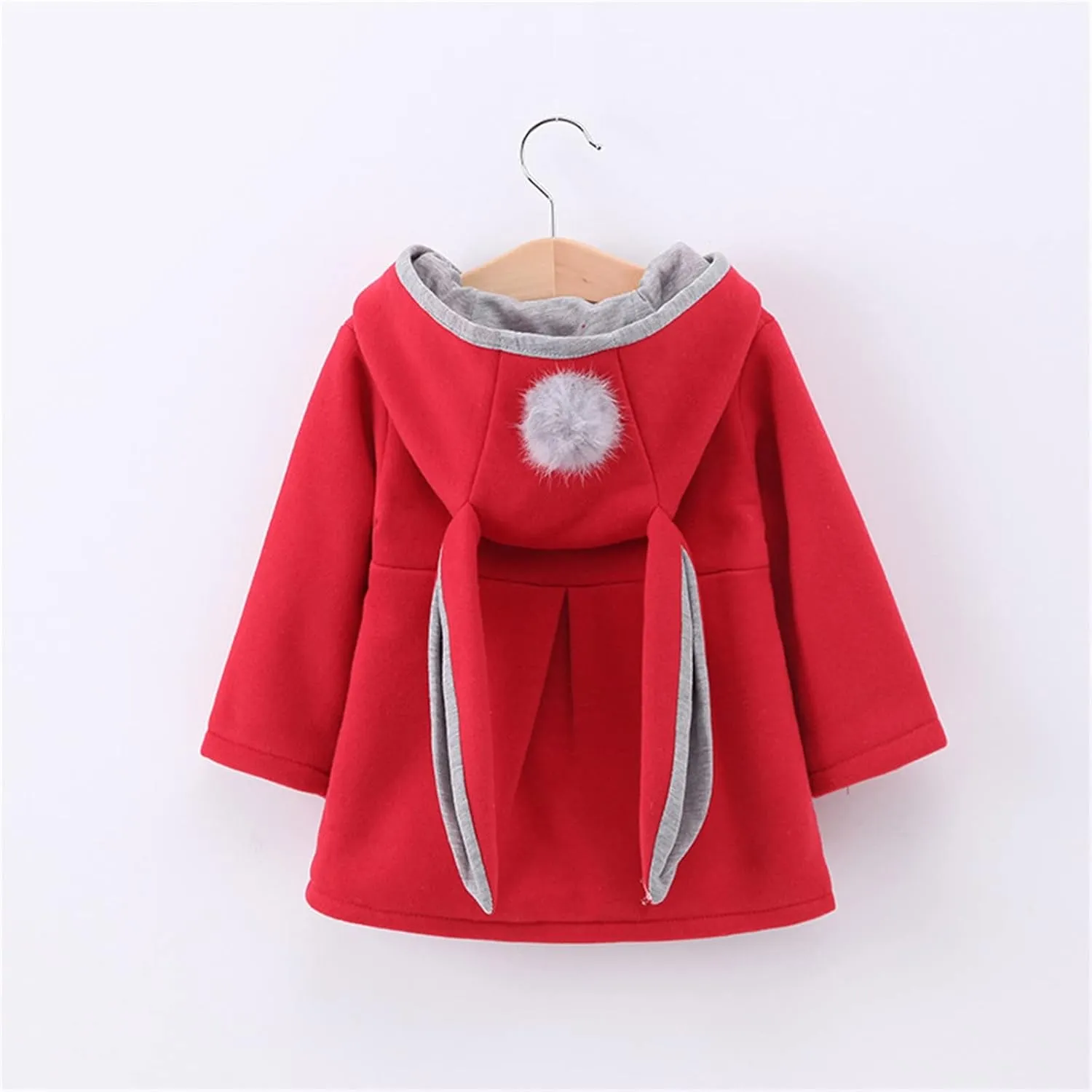 Infant Baby Girl Christmas Fall Winter Thick Coat Sweet Rabbit Button Trench Jackets Outerwear Ear Hoodie Sweatshirt