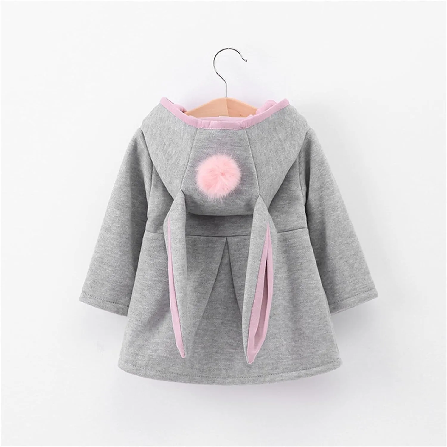 Infant Baby Girl Christmas Fall Winter Thick Coat Sweet Rabbit Button Trench Jackets Outerwear Ear Hoodie Sweatshirt